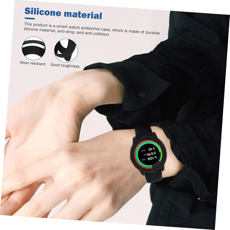 Silicone Protective Case Cover For Smartwatch With Screen Protector Black - Image 5